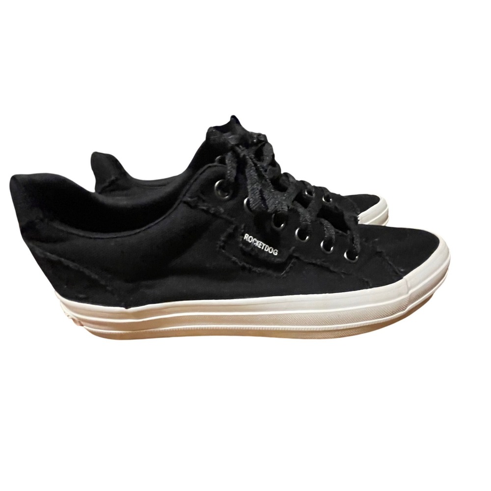 Rocket Dog Jazzin Black Canvas Low Top Frayed Sneakers Womens 9 C317/0721